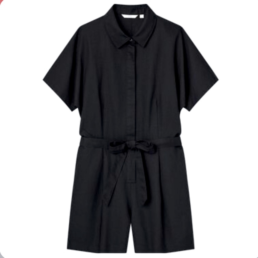 UNIQLO Linen Blend Short Sleeve Romper Black